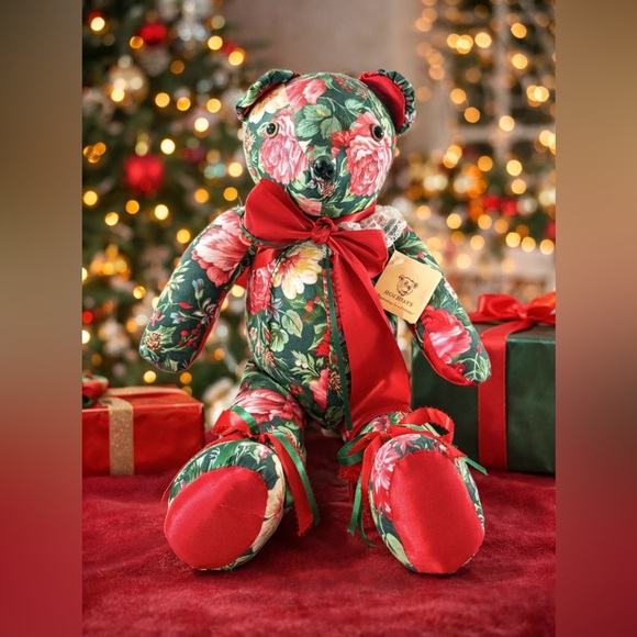 Holidays Other - Vintage Holiday Floral Teddy Bear By Sandy Holiday 20” W/ Original Tag